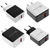 Cargador de pared rápido QC 3,0, cargadores directos USB 5V3A 9V2A, adaptador de corriente de viaje, carga rápida, enchufe europeo de EE. UU. para iPhone, Samsung, teléfono Huawei