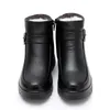 Gktinoo Fashion Winter Women äkta läder Ankle Boots Kvinnliga tjocka plysch varma snöskor Moder Waterproof Nonslip Booties Y200915