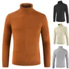 Men's Sweaters 2021 Autumn Winter Men Sweater Turtleneck Solid Color Casual Slim Fit Brand Knitted Pullovers