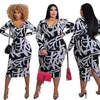 Casual Dresses Bodycon Plus Size For Women 4xl 5xl High Waist Long Sleeve Elegant Crew Neck White Vintage Dress Wholesale Drop