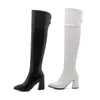 Hot Koop 2020 Big Size 33-47 Over The Knee Boots Dames PU Puntschoen Teen Herfst Winter Mode Laarzen Sexy Hoge Hakken Schoenen Vrouw