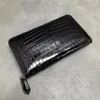 Autentisk Real Crocodile Belly Skin Businessmen Card Holders Long Wallet äkta alligator läder manlig stor telefonkoppling purse329y