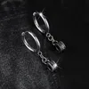 Brinco de aço de titânio Brinco Punk Piercing Orelha Jóias com Dangle Cross Prata Cor Brincos Presentes Para Homens