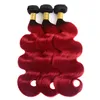 Ombre 1b Rouge Vague de Corps Cheveux Tisse 3 pcs Deux Tons Rouge Brésilien Vierge Extensions de Cheveux Humains Pas Cher Ondulés Racine Foncé Rouge Ombre Bundle8399557