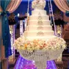 Luxe kristal opknoping cake rack bruidstaart tribune transparante kristallen kralen acryl bloem stand bruiloft tafel middelpunt