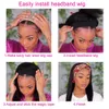 Brazilian Straight Headband Wig Human Hair for Black Women Machine Made Headband Wig Non Lace Wig