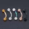 Crystal Eyebrow Piercing Stud Curved Barbell Zircon Rostfritt stål Banan Ring Lip Örhängen