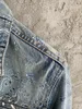 2022 Wiosna i jesień nowy wykwintny haft projektant dżinsowy kurtka ~ wysokiej jakości proces mycia US Rozmiar kurtka moda pojedynczy rząd Lapel mężczyźni luksusowy niebieski krótki płaszcz