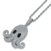 Micro Pave Zircon Animal Iced Out Octopus Pendant Necklace With Rope Chain Men Women Hip Hop Jewelry