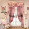 Cortinas de poliéster a rayas de lujo bordadas cenefa plana cortinas opacas la ventana de la sala de estar puede personalizar1