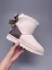 Tasarımcı kadın avustralya avustralya botları kış kar kürklü siyah lacivert pembe saten çizme ayak bileği Bailey patik kürk deri açık havada Papyon ayakkabı