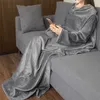 Soft Warm Comfy Plush TV Hooded Blanket Sweatshirt Fleece Throw Blanket with Sleeves for Adult Women Men Kids Weighted Blankets 201128
