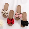 Vrouwen Vlas Thuis Slippers Zomer Boog-knoop Zachte Vloer Vrouw Indoor Slides Flats Huis Schoenen Leuke Linnen Slipper Y200423 GAI GAI GAI