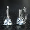 Cubic Zircon Crystal Fashion Water Drop Earrings for Women Girls Bridal Stud Earrings Wedding Sky Blue Topaz Earring Jewelry Accessories