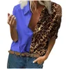 Leopard Patchwork Blouse Popular Tops S-5XL Women Casual V Neck Long Sleeve Female Spring Fall Spliced blusas de mujer y camisas
