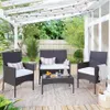 TOPMAX 4 PC Outdoor Garden Rattan Patio Furniture Set Cushioned Seat Wicker Sofa sets US stock a56 a32 a19