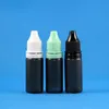 100 Sets/Lot 10ml Plastic Dropper BLACK Bottles With Tamper Proof Evident Lids & Long Thin Tips Light Protection LDPE Eye Drop Paint Lotion Liquid 10 mL