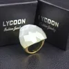 Anéis de Cluster Lycoon Est Corte Opalas Anel de Jóias para Mulheres Placa de Aço Inoxidável Ouro-Cor Grande Pedra Luxutry Party Rings1296V