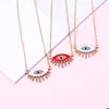 S2774 Fashion Jewelry Evil Eye Pendant Necklace For Women Rhinestone Blue Eye Red Lips Choker Necklace