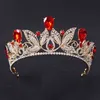 Green Red White Headpieces Rhinestone Bridal Tiara Fashion Golden For Women Wedding Dress Hair Jewelry Princess Crown Accessories