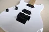 Guitare électrique blanche pour gaucher, personnalisée en usine, avec pont Floyd Rose, touche en érable, matériel noir, peut être personnalisée 4114408