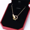 Classic designer Love Necklaces Double ring pendant fashion shiny Diamond Necklace Fashion womens gold necklace silver torque with red box 2024