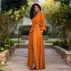 Zarif Bölünmüş Maxi Elbiseler Kadın Sonbahar Derin V Boyun Uzun Kollu Parti Elbise Bayanlar Seksi Ince Artı Boyutu Afrika Giysileri