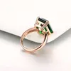 Naturlig Emerald Ring Zircon Diamond Ringar För Kvinnor Engagemang Bröllop Ringar Med Grön Ädelsten Ring 14K Rose Gold Fine Smycken Y1119