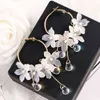 Pendientes colgantes de gota de agua acrílica de moda para mujer, pendientes largos con flores de cristal para mujer, pendientes de gotas G220312