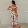 Boho Women Set Sexy S Trade Cuit Spring Summer Summer Set Set Set Wide Binds and Top Fashion Sтава T200623