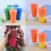 الأطفال الكبار tumblers تلون البلاستيك كأس 16 أوقية تغيير الحرارة درجة الحرارة الاستشعار اللون تغيير الكؤوس متعدد الألوان وصول 5bs j2