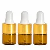 تسرب مقاوم 1ml 2ml 3ml 5ml زجاجة زيت العطور الزجاجية المصغرة مع غطاء قطرة ذهبية من الألومنيوم ، زجاجة زجاجة قارورة مصل مستحضرات تجميل صغيرة