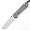 Hot koop! EDC Pocket Folding Mes D2 Tanto Point Stone Wash Blade CNC TC4 Titaniumlegering Handvat met lederen schede