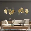 Moderne luxe smeedijzeren muur hangende ginkgo blad ambachten decoratie huis achtergrond sticker veranda muurschildering accessoires y200103