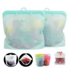 Reusable Silicone Food Storage Bag for Food Silicone Bag Ziplock Leakproof Freezer Bags with Time Pointer Kitchen Bag 201021