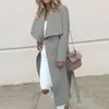 Kadın Yün Karışımları Güz Kış Chic Lady Katı Renk Yaka Uzun Kollu Düğme Yarık Yün Palto Sıcak Kadın Giyim Coat Casual Slim