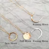 Dainty Moon Phase Necklaces 수제 쥬얼리 망치로 골드 가득한 초커 펜던트 콜리어 Femme Kolye Collares Boho 목걸이 Q0531