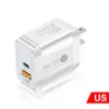 18W Snabbladdning QC 3.0 PD Typ C USB-väggladdare EU US UK Plug Adapter Mobiltelefon Power Delivery Laddare