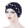 2020 여성을위한 새로운 캐주얼 터빈 진주 장식 Femme Musulman Headscarf Turban Cap 여성을위한 단일 브레이드 모자