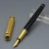 Высокое качество Picasso 902 черное золотое покрытие Engrave Classic Fountain Pen Business Office Saceates, написание гладких чернил ручки с коробкой Packag