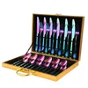 24 Pcs Rainbow Cutlery Stainless Steel RainbowCutlery Tableware Fork Spoon Knife Gift Dinnerware Set Box 201116