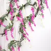 Dekorativa Blommor Wreaths Wisteria Vine Artificial Garland Arch Bröllop Dekoration Fake Plant Folage Rattan Trailing Home Wall Hängande D