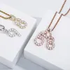 0-9 Tennis Initials Number Pendant Necklace with Rope Chain Gold Silver Rosegold Bling Zirconia Men Women Jewelry