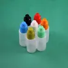 100 ensembles/lot 15 ml 1/2 OZ flacons compte-gouttes en plastique avec bouchons de sécurité à l'épreuve des enfants couvercles embouts de buse longs et fins PE sûrs compressibles pour jus liquide 15 ml