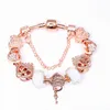 DINGLLY nouveau Bracelet à breloques coeurs unis en or Rose pour femmes perles de verrouillage en forme de coeur marques de mode Bracelet bracelets Femme cadeaux