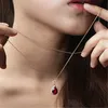 Kadınlar Elmas Su Damla Kolye Gül Altın Zincirleri Kadın Kristal Kolyeler Moda Mücevher Hediyesi