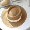 Geniş Memlu Şapkalar El Yapımı Kadınlar Panama Açık Moda Güneş Koruyucu Şapka Plaj Seyahat Düz Üst Concave Fedora ELOB22