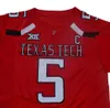 #5 Patrick Mahomes II NCAA Texas Tech Red Herren-College-Football-Trikot Herren-Football-Trikot Schwarz Rot Weiß Kostenloser Versand Größe S bis 3XL