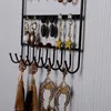 Väggmontering Hem Showcase Örhängen Hållare Hylla Rack Stand Halsband Hänglagring Bärbara Metall Smycken Display Organizer Hooks