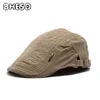 Bhesd 2020 beige katoen baret hoed mannen vintage baret cap Boina Francesa Ierse baretten vrouwen botten platte cap mannelijke piek JY1221